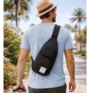 Champion Canvas Sling Bag Black Crossbody Shoulder Travel Backpack Unisex